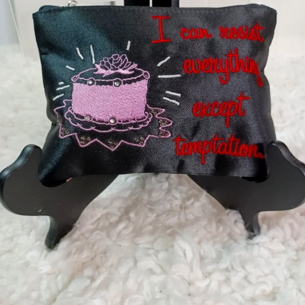Two's Company Small Pouch, Black/ Red/ Multi colors